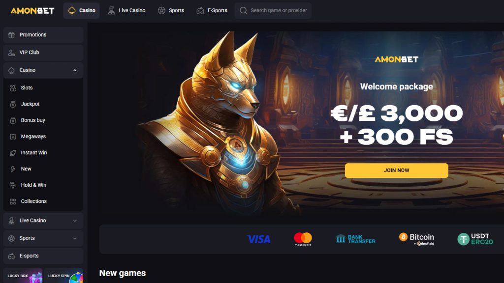 Amonbet Casino Main Screenshot