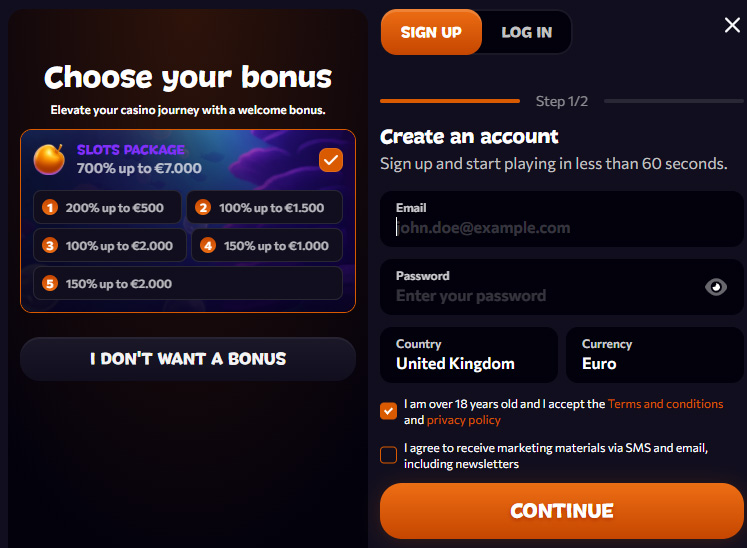 Aphrodite Casino Signup and Login