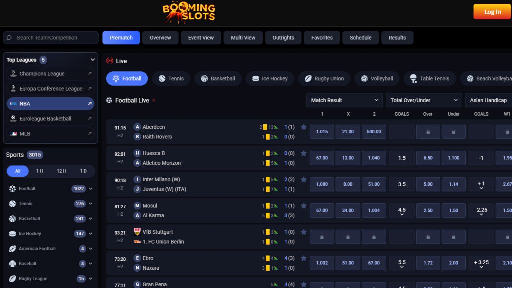 BoomingSlots Casino sportsbook betting markets