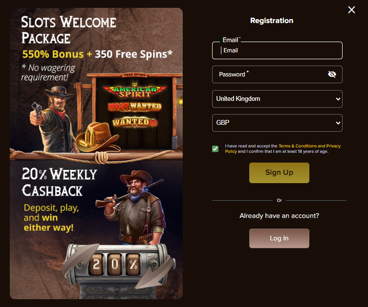 BullSpins Casino Signup and Login