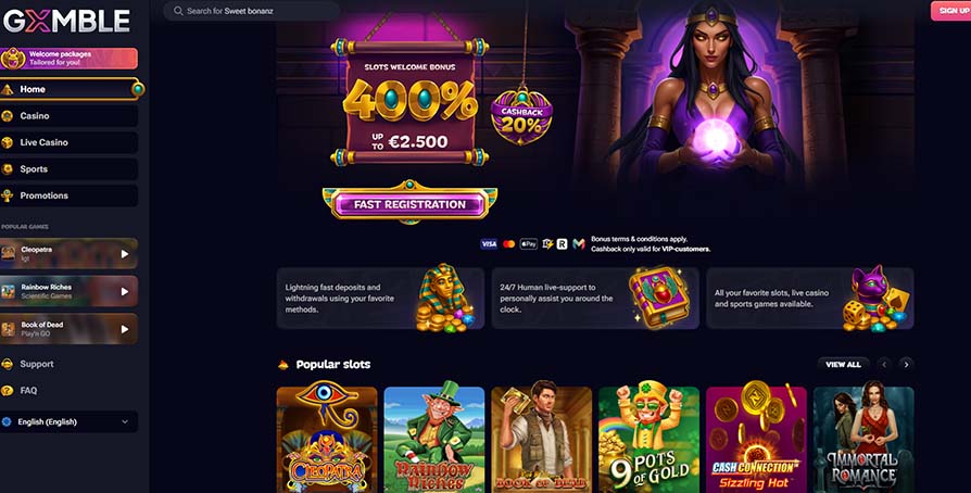 Gxmble Casino casino main page screeshot