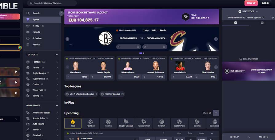 Gxmble Casino casino sports betting page screeshot