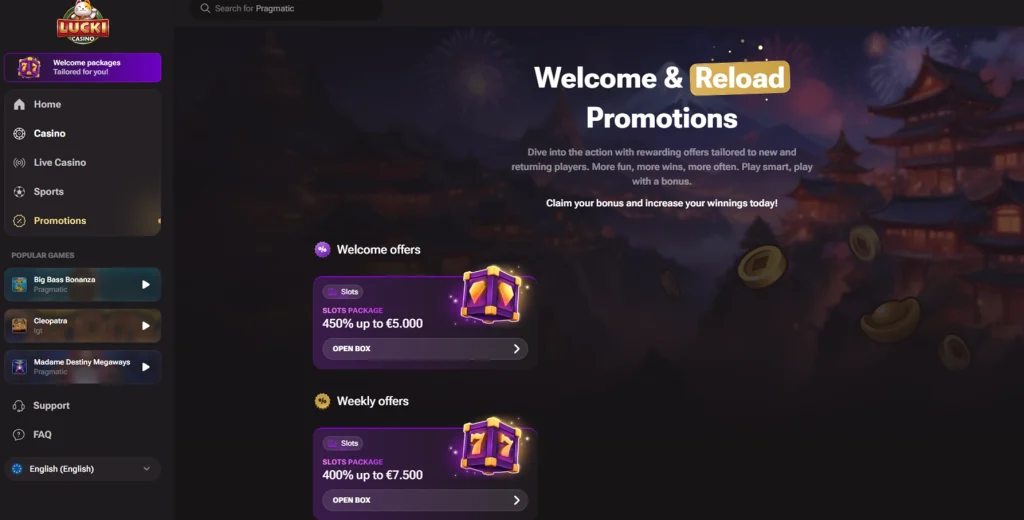 Licki Casino bonuses promotions codes
