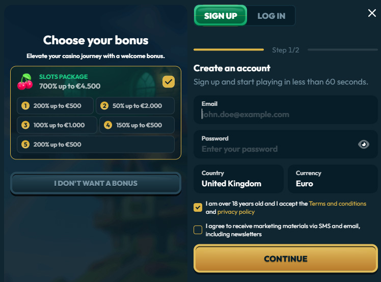 Ludzkie Casino Signup and Login