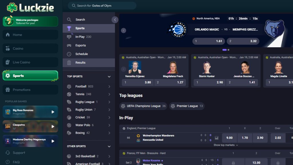 Ludzkie Casino sportsbook betting markets