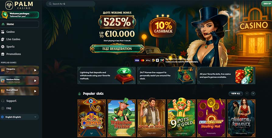 Palm Casino casino main page screeshot