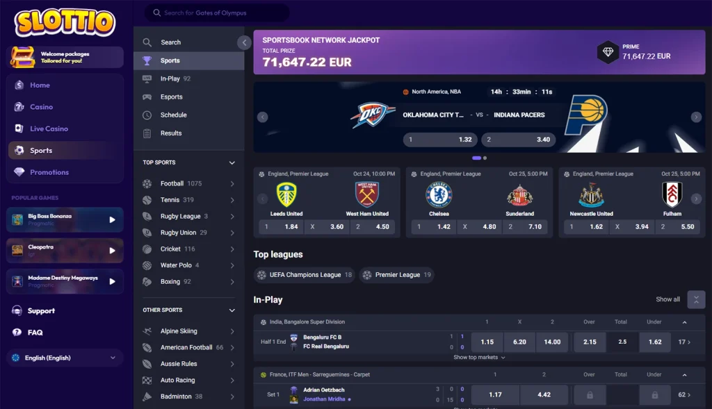 Slottio sportsbook sports betting