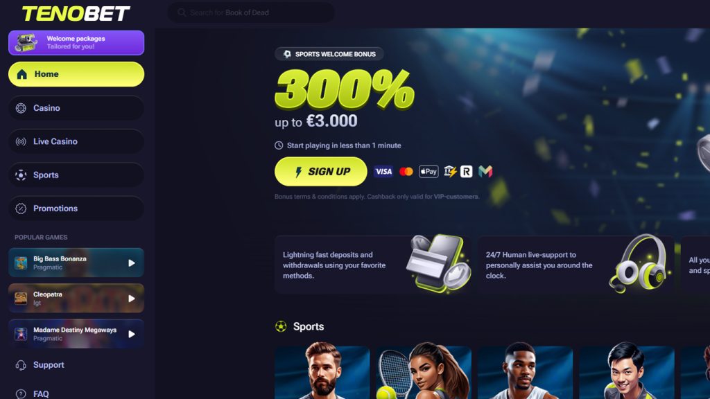 TenoBet Casino Main Screenshot