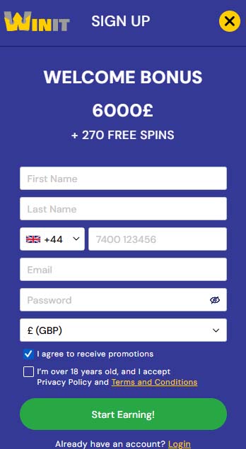 WinIt register page screenshot