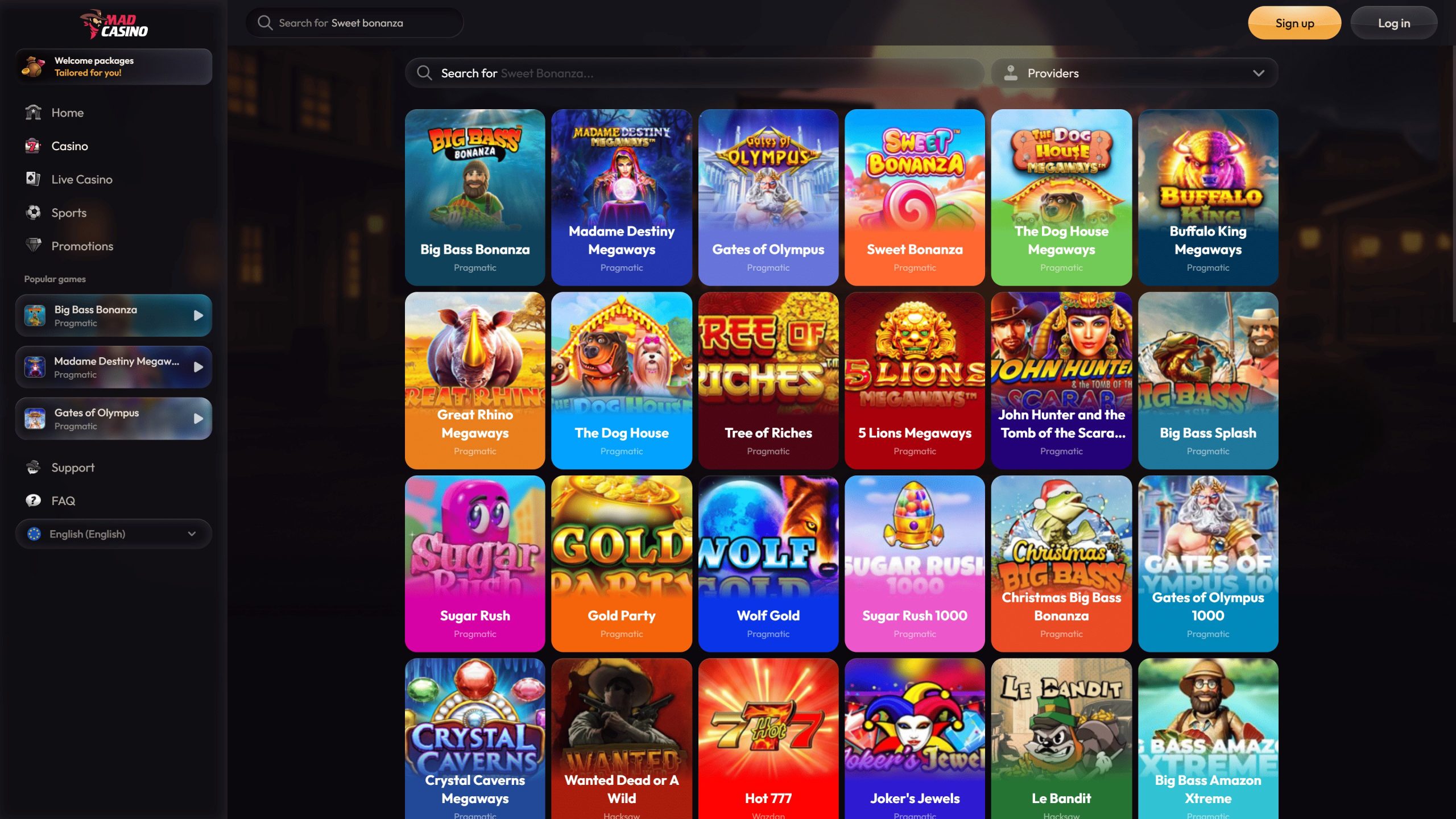 MadCasino Games Screenshot