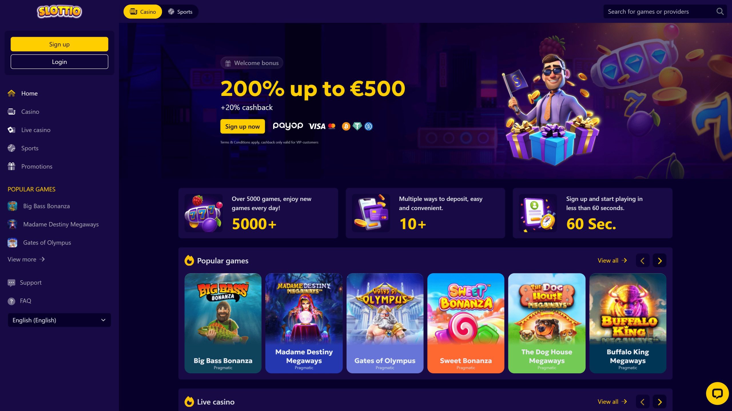 Slottio Main Screenshot