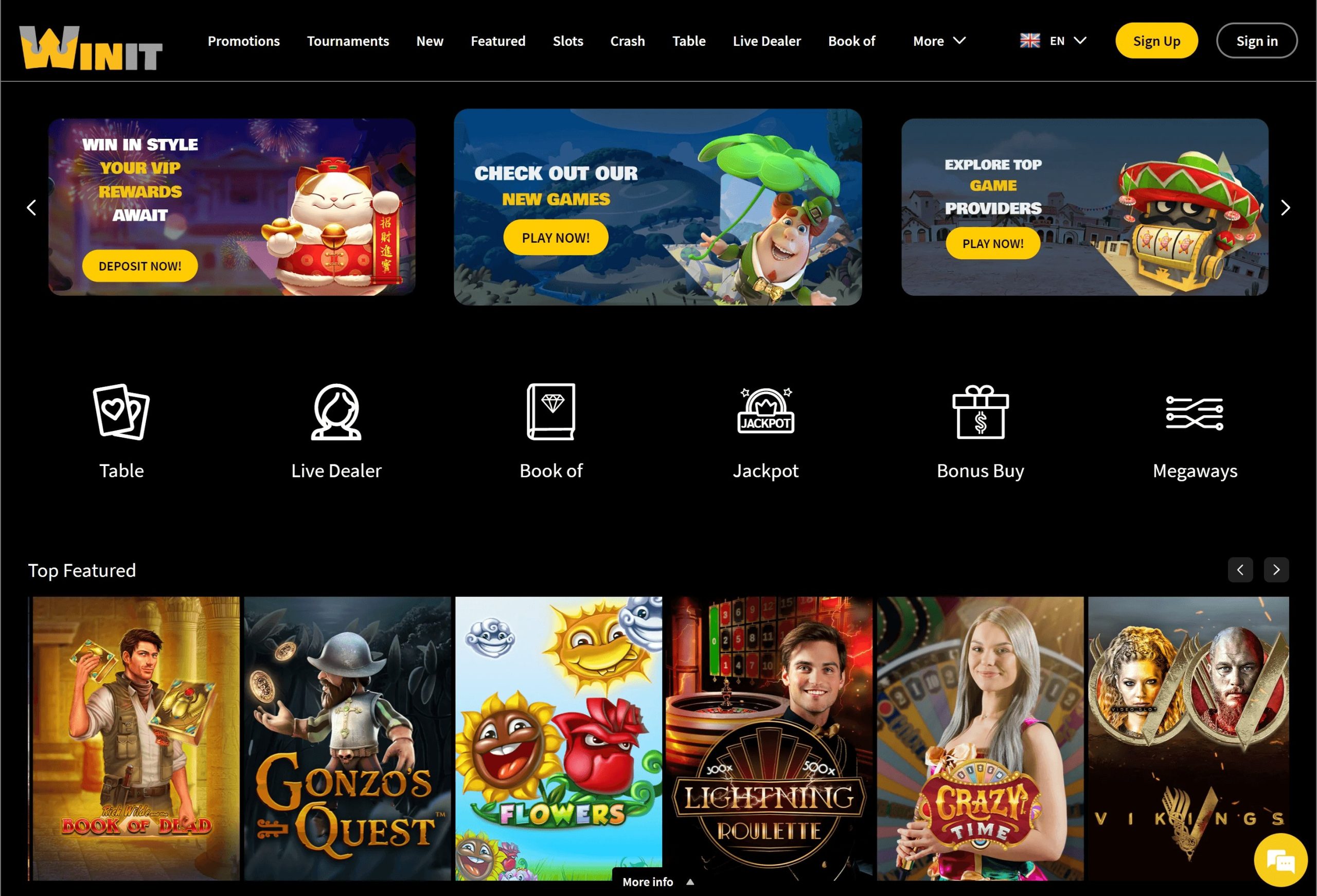 WinIt casino Main Screenshot