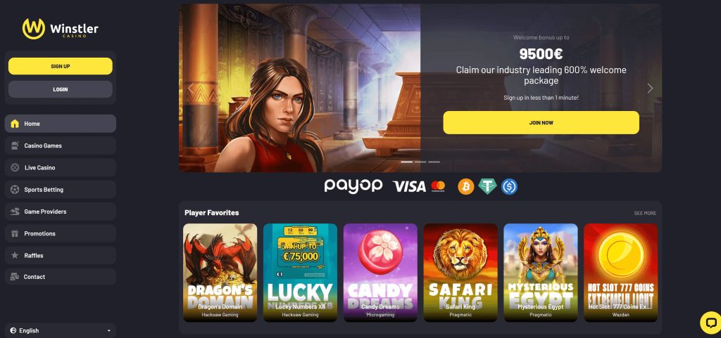 Winstler Casino Main Screenshot